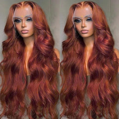 Peluca frontal de encaje, pelo largo y rizado rojo, ondas grandes, cubierta de encaje esponjoso, disponible en Generation Hair
