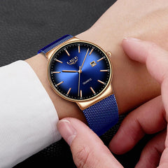 Reloj multifunción con correa de malla resistente al agua