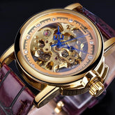 Reloj mecánico automático retro con diamantes incrustados y huecos