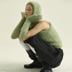 Verlängerte fingerlose Handschuhe in Nerzoptik in Bonbonfarbe für Damen