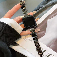 Correa de reloj de seda con diseño de bufanda y patrón de ondas, correa de acero en forma de Z