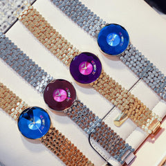 Reloj de acero inoxidable galvanizado de cuarzo, belleza europea.