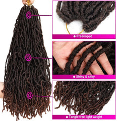 Peluca de fibra química de crochet con lombrices de tierra, NuLocs, trenzas de cabello, rastas