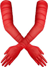 Guantes largos elegantes de ópera de gasa de malla