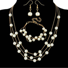 Reloj creativo con diamantes, redondo, lleno de diamantes, pulsera de perlas, pendientes y collar.