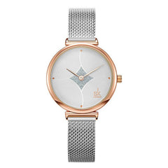 Simple Steel Mesh Two-Needle Watch
