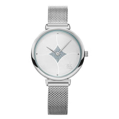 Simple Steel Mesh Two-Needle Watch