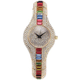Reloj con diamantes y piedras de colores lleno de diamantes. Relojes de alta gama de estilo europeo para mujer.