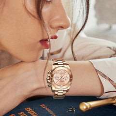 Reloj de negocios multifuncional de cuarzo para mujer, resistente al agua