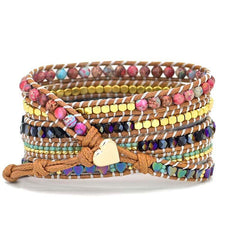 Reloj tejido con cuentas de arroz y piedra biliar negra Love con pulsera