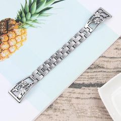 Correa de reloj desmontable con media pulsera de diamantes engastados en ciruela