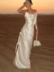 Ribbon Silk Sling Backless Long Dresses