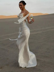 Ribbon Silk Sling Backless Long Dresses