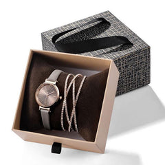 Reloj Exquisito Cajón Caja Pulsera de Cristal Reloj Conjunto Fuente