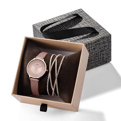 Reloj Exquisito Cajón Caja Pulsera de Cristal Reloj Conjunto Fuente