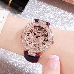 Reloj de diamantes resistente al agua para estudiantes, esfera grande