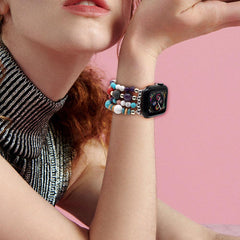 Correa de reloj con cuentas de oro, turquesa y amatista de pino blanco