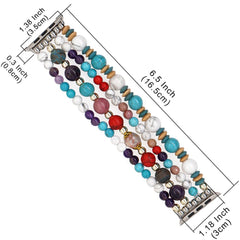 Correa de reloj con cuentas de oro, turquesa y amatista de pino blanco
