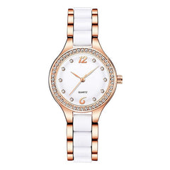 Simple Waterproof Ceramic Watch With Diamonds