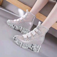 Wedge Mesh Hollow Out Boots