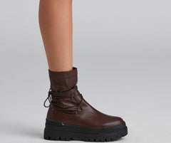 Stylish Command Lug Sole Combat Boots