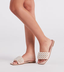 Hidden Treasure Faux Pearl Slide Sandals