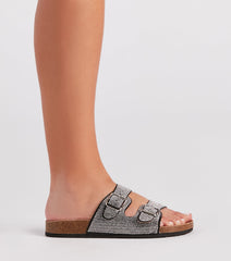 Glam Rhinestone Buckle-Strap Sandals