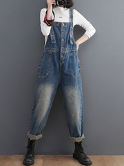 Spring Stylish Large Size Loose Denim Overalls
