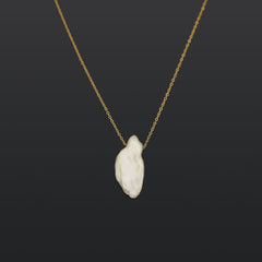 Irregular Shaped Real Pearl Gold Necklace