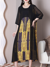 A-Linien-Kleid mit Rundhalsausschnitt und Sonnenschein