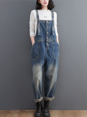Spring Stylish Large Size Loose Denim Overalls