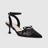Ankle Wrap Heeled Sandals Black