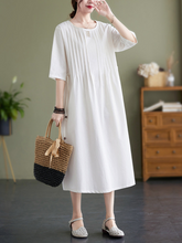 Time and Tru Solid Cotton Linen A-line Dress