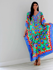 Pure Soul – Kaftankleid aus Polyester mit V-Ausschnitt