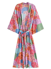 Drucken langer Gürtel stilvolles Kimono-Cardigan-Jackenkleid