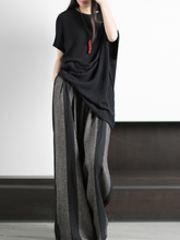two piece set irregular shirt and wide-leg pants dress