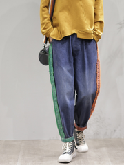 Pantalones vaqueros vintage holgados con parches en la parte inferior