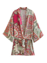 Bata tipo kimono con estampado de estilo chaqueta multicolor para verano