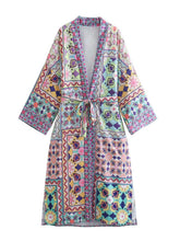 Bata tipo kimono multicolor estampada de verano