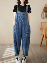 „Follow Your Heart“-Jeanslatzhose mit hoher Taille