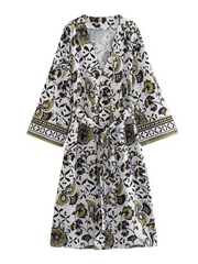 Chaqueta kimono de manga corta con cuello en V Live The Moment