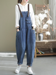 Frühling Stilvolle Denim Casual Lose Western Latzhose Overalls