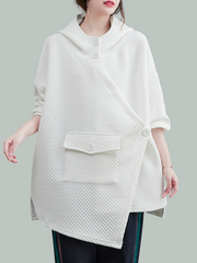 Suéter informal holgado con botones y bolsillo para otoño e invierno.