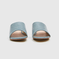 Slide Slippers Crystal High Heels Blue