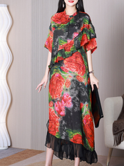 Vestido acampanado de manga corta y cuello alto de Game of Time