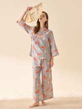 Pijama holgado con estampado floral bonito para mujer