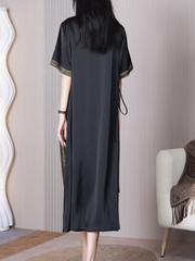 Vestido Nature Love de corte A con escote en V y cintura media