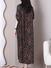 Vestido de corte A con cuello redondo y bajos los pies en la tierra