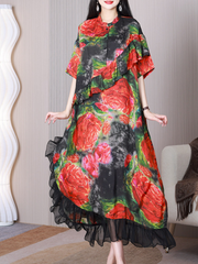 Vestido acampanado de manga corta y cuello alto de Game of Time