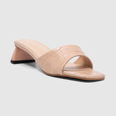 Square Toe Chunky Heels Slide Slippers